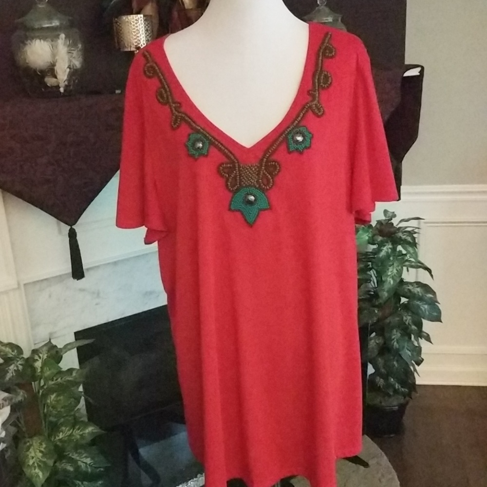 Beautiful Beaded V-Neck Top - New!